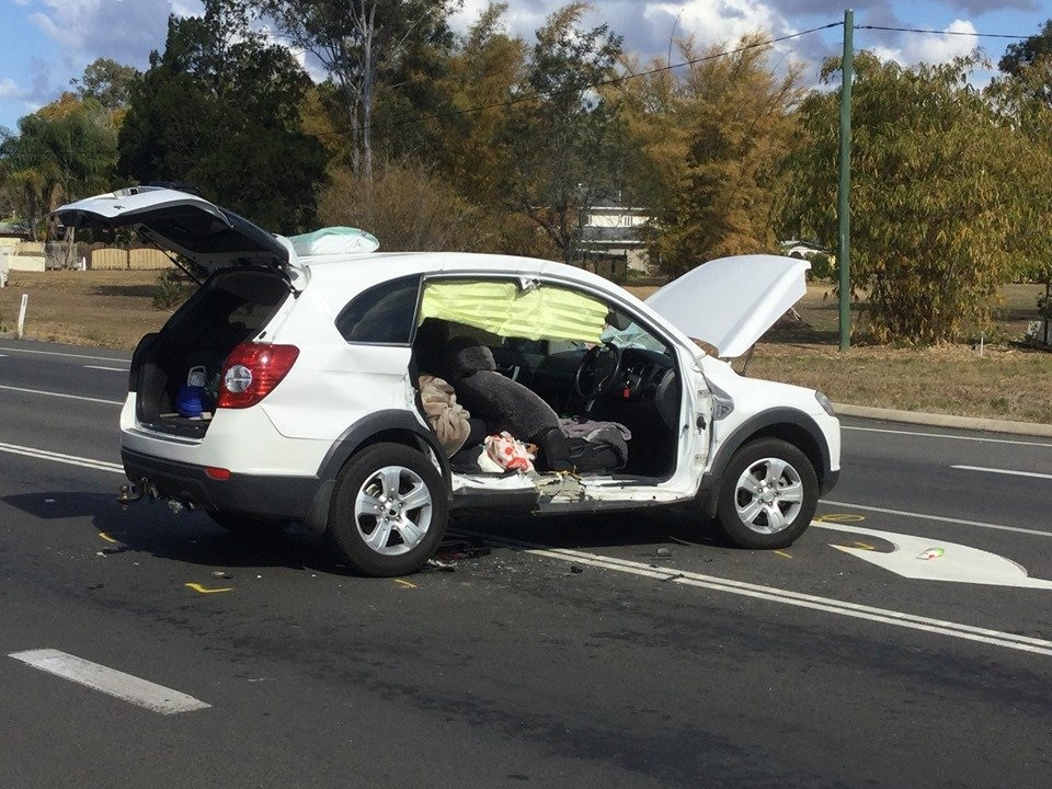 SOCIAL MEDIA IMAGE DISCUSS USE WITH YOUR EDITOR - Cars involved in a crash at Howard about 12.15pm today at the intersection of Thomas St and the Bruce Hwy.