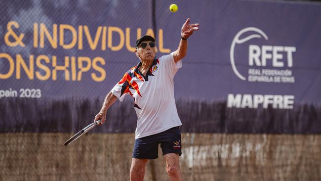 Henry Young became the world's oldest competitive tennis player in October 2023. Picture: Supplied / International Tennis Federation