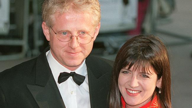 Film director Richard Curtis and TV presenter wife Emma Freud attend world premiere of 1999 film 'Notting Hill' at Leicester Square in London, 27/04/1999.