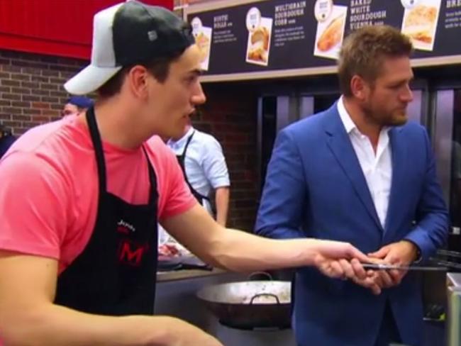 Josh with Curtis Stone on MKR. Picture: Seven