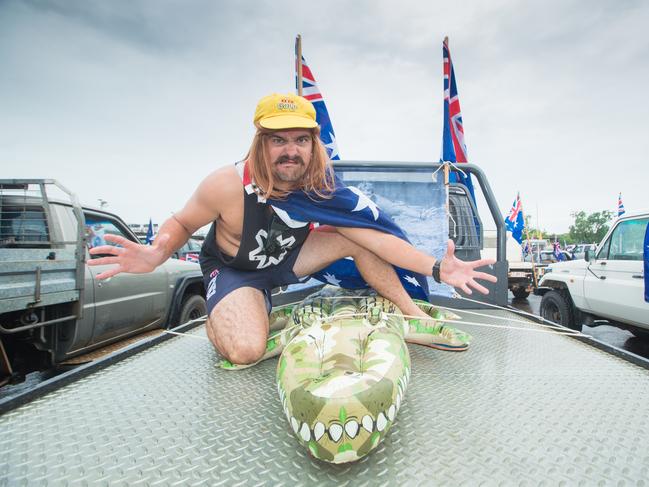 Bryce Johnson poses for a photograph during Australia Day Ute Run in Darwin. Picture: AAP