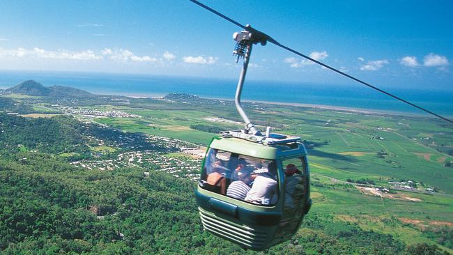 A $100m cableway has been proposed for the Gold Coast Hinterland, with proponents expecting the project to be a tourism magnet, like the Kuranda Skyrail, pictured above.