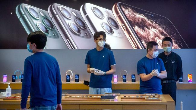 Apple’s proposed agreement offers workers a guaranteed increase in base pay rates of 2.8 per cent next year and 2.6 per cent in 2024 and 2025. Picture: AP