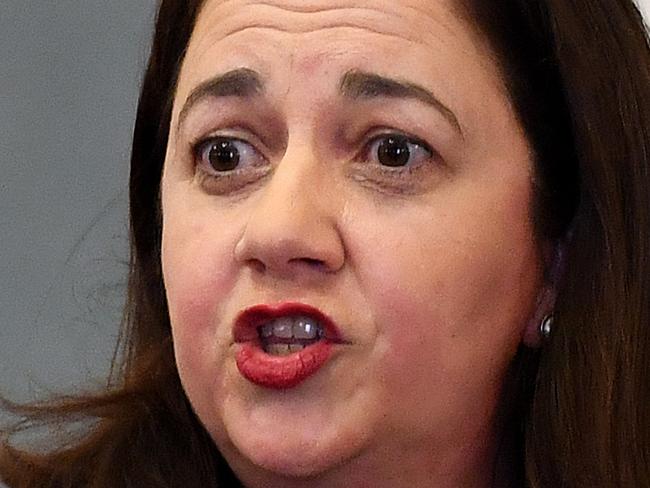 Queensland Premier Annastacia Palaszczuk speaks during Question Time at Parliament House in Brisbane, Tuesday, May 1, 2018. (AAP Image/Dan Peled) NO ARCHIVING