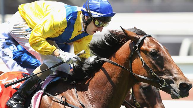 Andrew Mallyon and Run Naan combine to win the Maribynong Plate. Picture: Getty Images