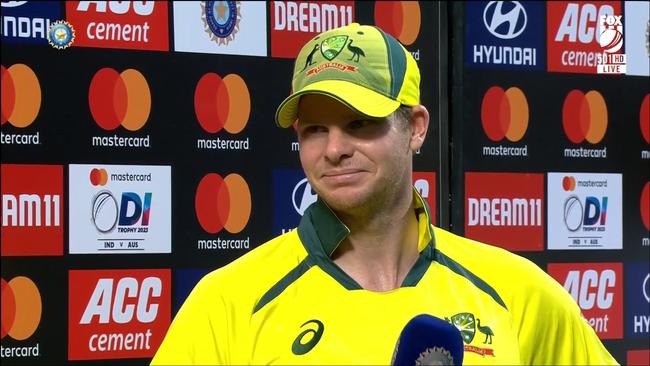 Steve Smith interviewed after the win. Photo: Kayo.