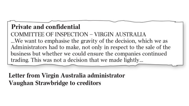 Tearout of letter from Virgin Australia administrator Vaughan Strawbridge to creditors.