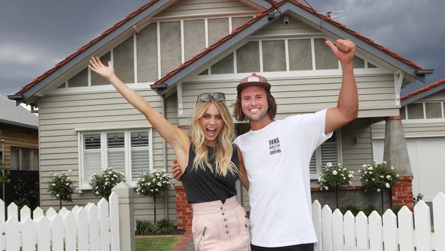 Josh and Elyse at their Coburg house. Picture: David Crosling