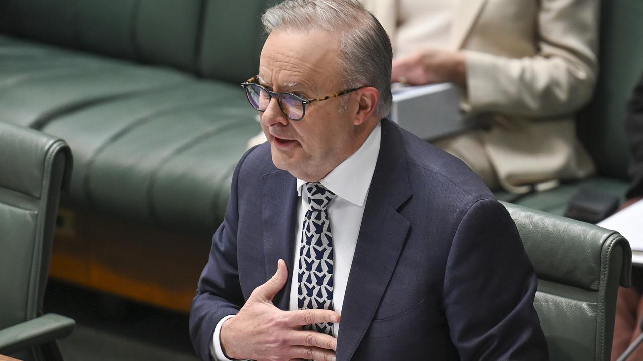 Prime Minister Anthony Albanese turned the attack on Gaza visas back on Opposition Leader Peter Dutton during Question Time. Picture: NewsWire / Martin Ollman