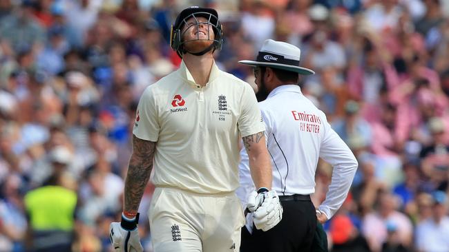 A frustrated Ben Stokes walks back to the pavilion. Picture: AFP