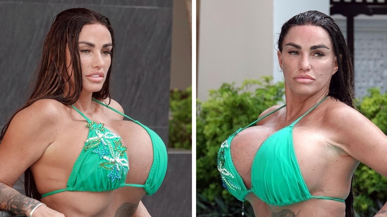 Katie Price shows off her biggest boobs yet in sheer top on holiday