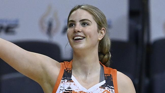 TOWNSVILLE, AUSTRALIA - FEBRUARY 21: Saffron Shiels of the Fire warms up before the start of the WNBL match between Townsville Fire and Southside Flyers at Townsville Entertainment Centre, on February 21, 2024, in Townsville, Australia. (Photo by Ian Hitchcock/Getty Images)