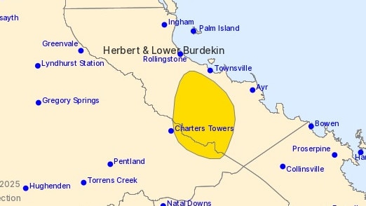 BOM issues severe thunderstorm warning for area between Charters Towers and Townsville.