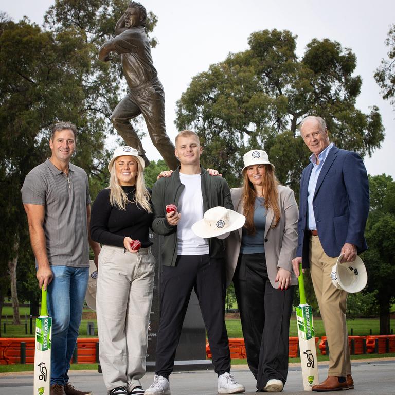 Warnie’s brother Jason, children Summer, Jackson and Brooke, and dad Keith at the MCG. Picture: Mark Stewart