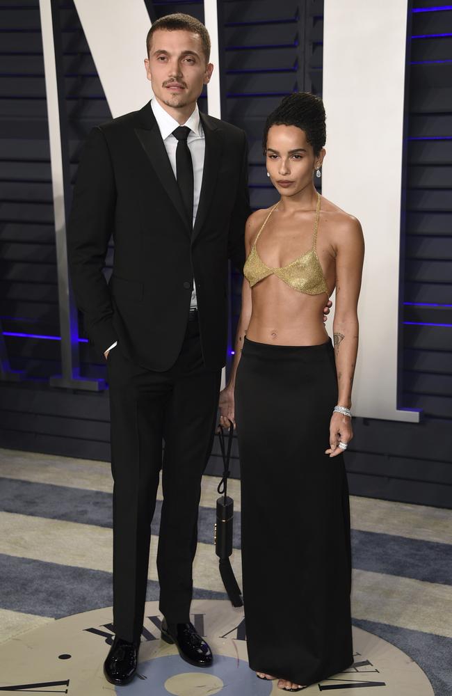 Zoe Kravitz at the Vanity Fair bash with fiancee Karl Glusman. Picture: AP