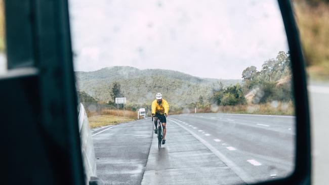 Jason Williams cycled through rain, hail and sun during a gruelling 1400km round trip cycle from Burleigh to Newcastle.