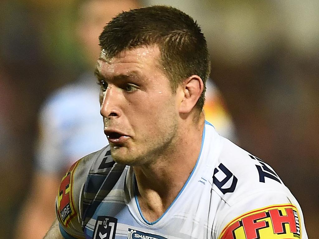 TOWNSVILLE, AUSTRALIA - MAY 03: Jai Arrow of the Titans runs the ball during the round eight NRL match between the North Queensland Cowboys and the Gold Coast Titans at 1300SMILES Stadium on May 03, 2019 in Townsville, Australia. (Photo by Ian Hitchcock/Getty Images)