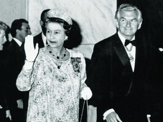 Queen Elizabeth and Bob Hawke in 1988. Picture: Supplied