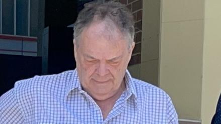 Andergrove man Phillip Williams (middle) leaves Mackay courthouse after pleading guilty to driving without due care and attention causing death over fatal crash that tragically claimed the life of his wife on August 5, 2022 at Anakie Siding. Picture: Janessa Ekert