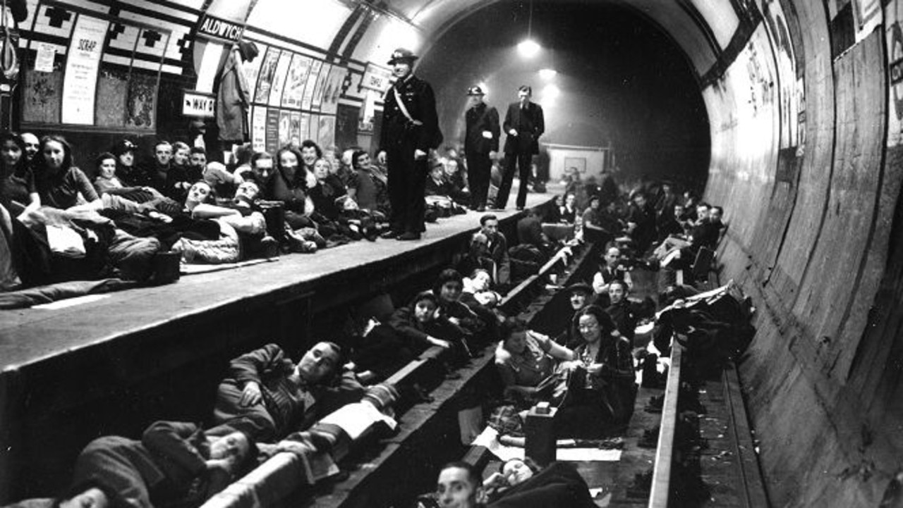 About 170,000 people sheltered in the tunnels and stations under London during WWII. Picture: London Transport Museum