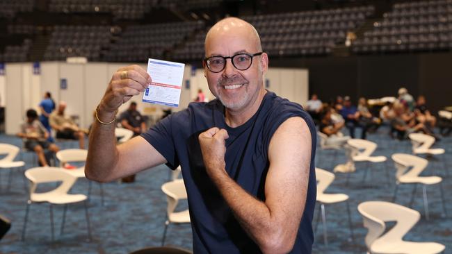 Tourism worker Marcus Brady was vaccinated against the Covid-19 coronavirus at the mass vaccination hub set up in the Cairns Convention Centre. The clinic is capable of administering up to 1500 Covid-19 coronavirus vaccines each day over Friday, Saturday and Sunday for the next three weeks. Picutre: Brendan Radke