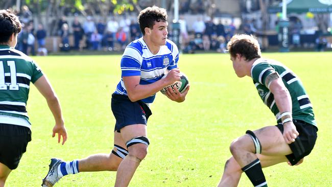 Nudgee player Jack Harley GPS first XV rugby between Nudgee and BBC Saturday August 6, 2022. Picture, John Gass