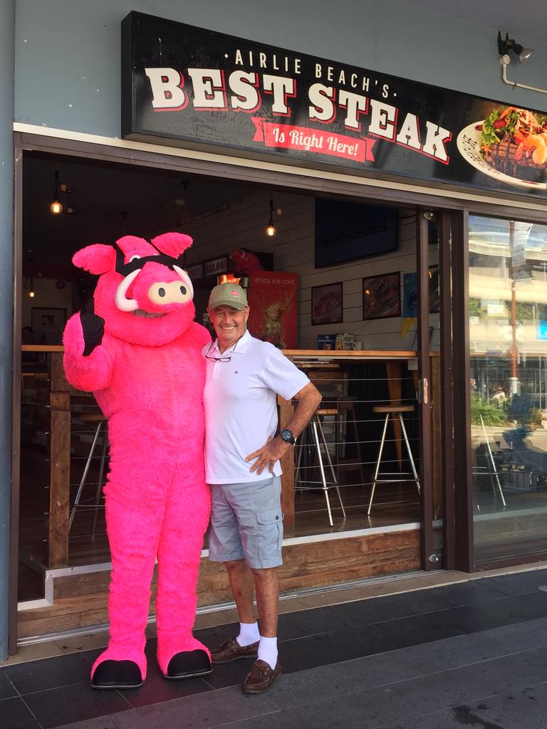 Hogs Breath Cafe founder and company director Don Algie at Airlie Beach venue. Picture: Supplied