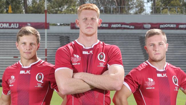 Young Reds stars Mack Mason, Campbell Magnay, and James Tutte. Picture: Jono Searle.