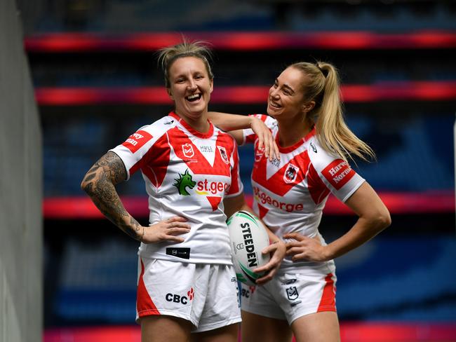 NRLW Dragons: Holli Wheeler and Kezie Apps.