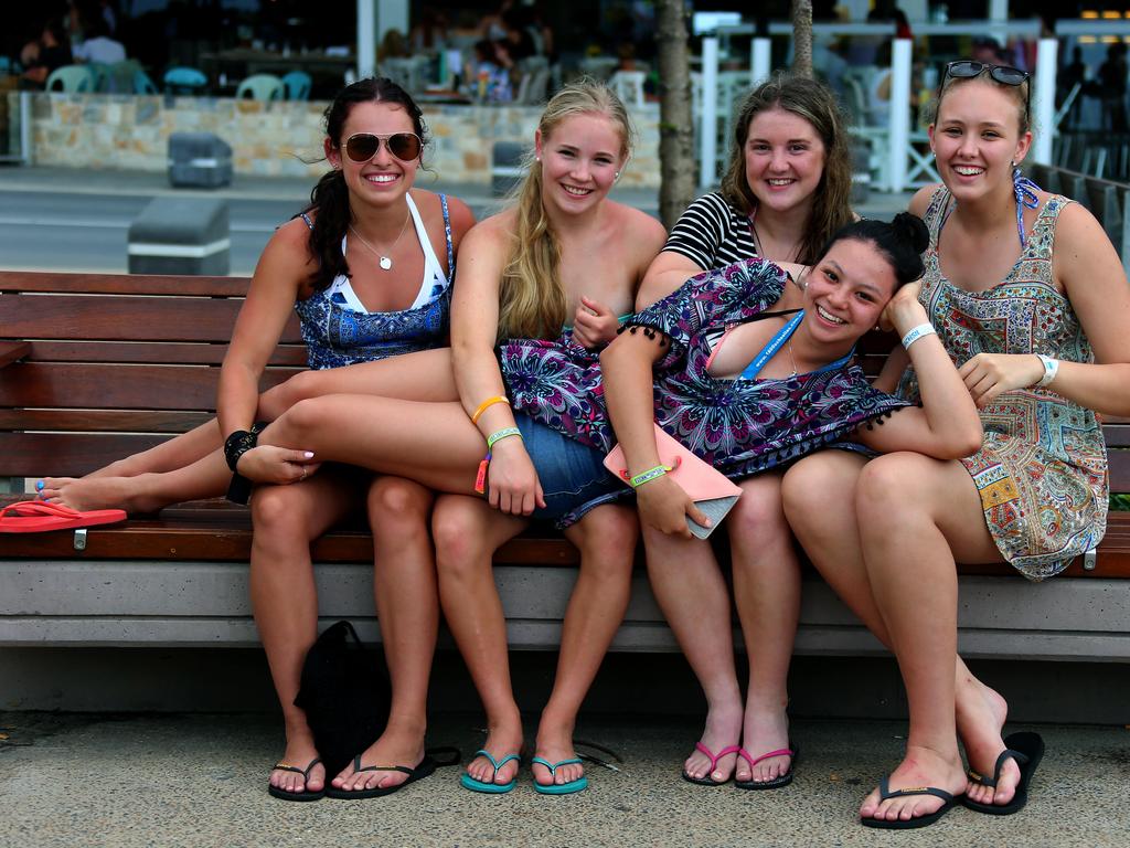 Schoolies pictured on Wednesday at Surfers Paradise. Picture by David Clark