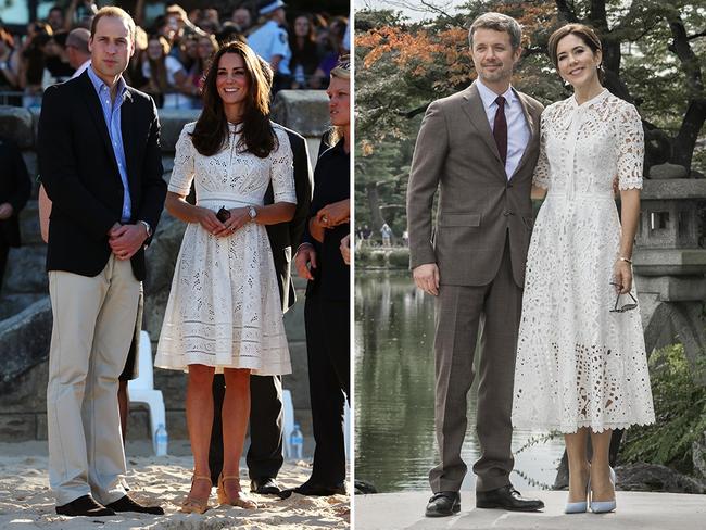 ROYAL fashion icons Mary and Kate share the lime light and set the trend in similar classic style: Their Royal Highnesses the Duke and Duchess of Cambridge, Prince William and Duchess Kate at Manly beach in April 2014. Picture: Toby Zerna/NewsCorp Australia ...Crown Prince Frederik and Crown Princess Mary visiting Kenrokuen Garden, Kanazawa, Ishikawa. October 9, 2017. Picture: Backgrid