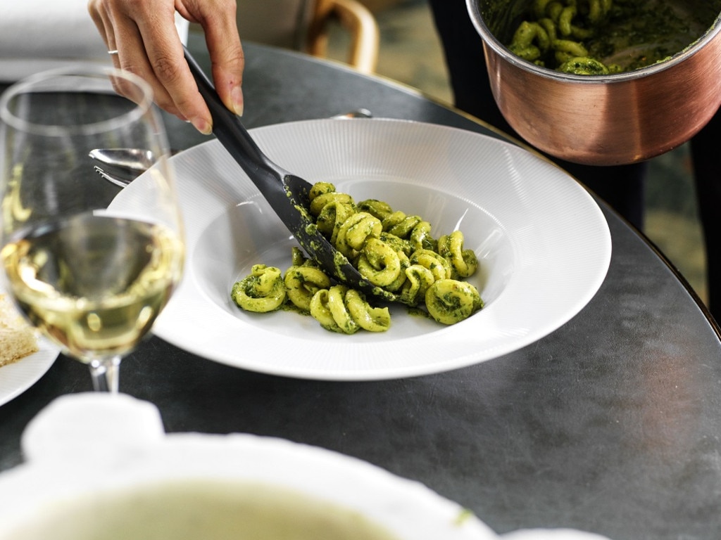 Pavoni recently changed the pasta shape on the pesto dish sold at a’Mare, the fine-dining Italian restaurant he opened in Crown. Picture: Supplied