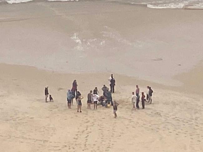 The man was spotted in the water at Palm Beach about 5.15pm and brought to shore by onlookers who desperately performed CPR before paramedics arrived.