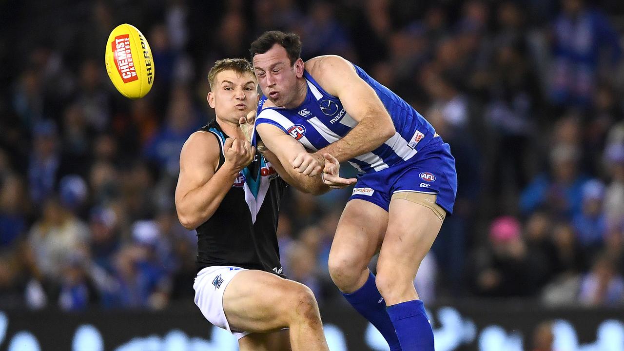 Ollie Wines’ Port Adelaide had no answers for North ruckman Todd Goldstein.