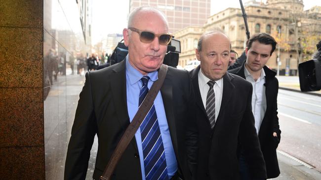 Raffaele Di Paolo, left, leaving the Melbourne Magistrates' Court in 2016. Picture: Eugene Hyland