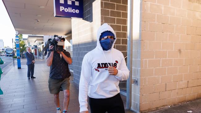 Nikolaj Mikic leaves Fairfield police station after being granted bail. Picture: NCA NewsWire/David Swift