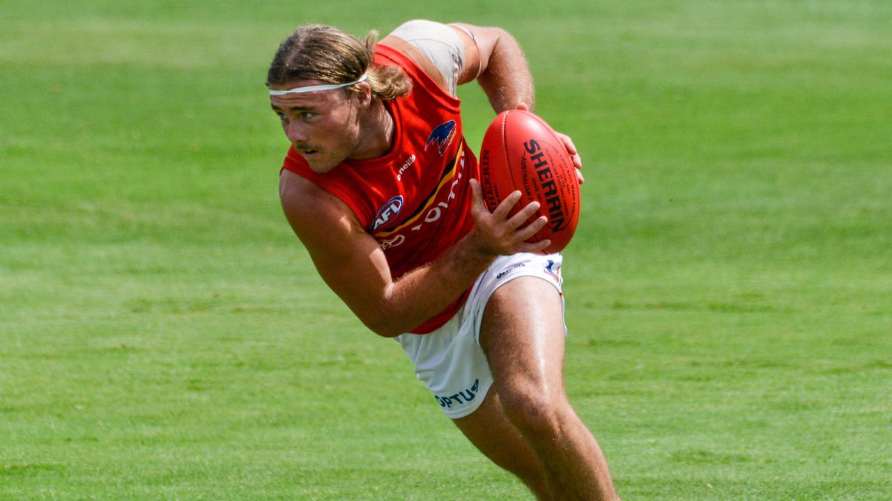 Luke Pedlar in action during the Crows’ internal match. Picture: Brenton Edwards