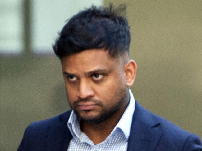 MELBOURNE AUSTRALIA - Newswire Photos OCTOBER 20TH 2023 : Suburban cricketer Navishta Desilva, arrives at the County Court in Melbourne, accused of stealing $250,000 from his employer that was meant to pay10 high-profile international cricketers. PICTURE : NCA Newswire / Nicki Connolly