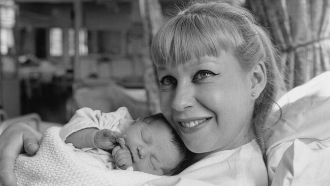 Alwen Harris, the wife of Australian entertainer Rolf Harris, with their newborn baby daughter Bindi in 1964. Picture: Evening Standard/Hulton Archive/Getty Images