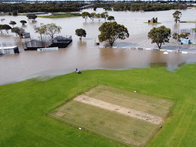 South Barwon Reserve was under water for days. Picture David Smith.