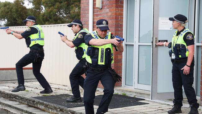 Tasmania Police trainee constables doing operations skills training. Launch of new Tasmania Police recruiting campaign called This is Tasmania Police. Picture: Nikki Davis-Jones