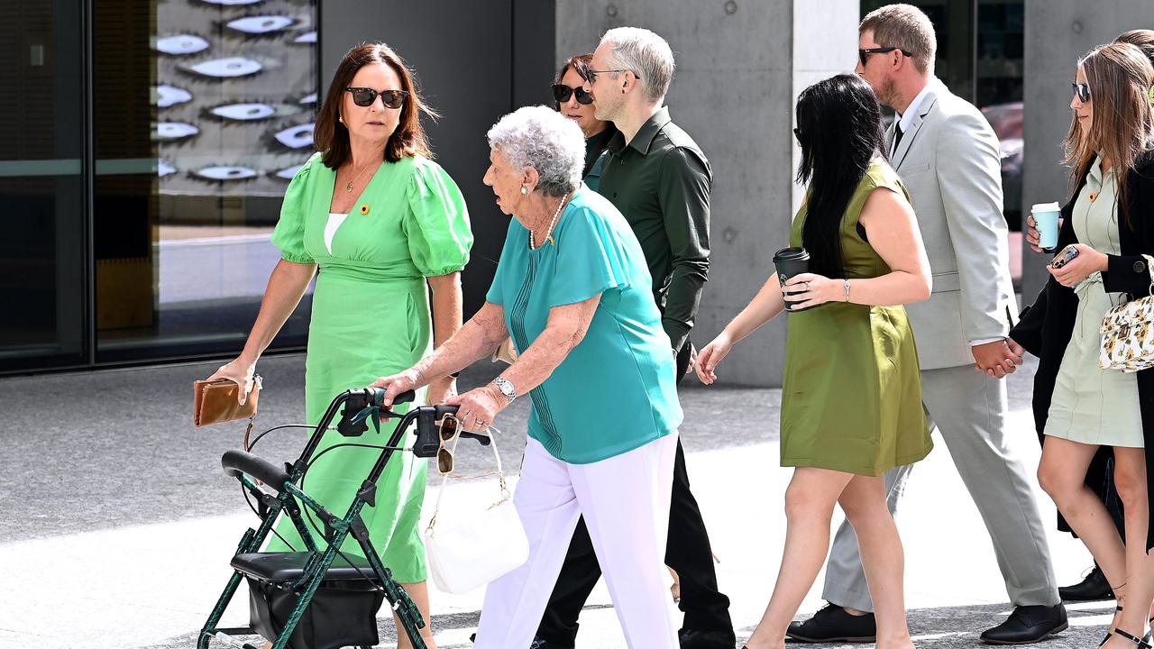 Kelly Wilkinson’s family and friends at Brisbane Supreme court for her estranged husband’s sentencing. Picture: NCA NewsWIRE / John Gass