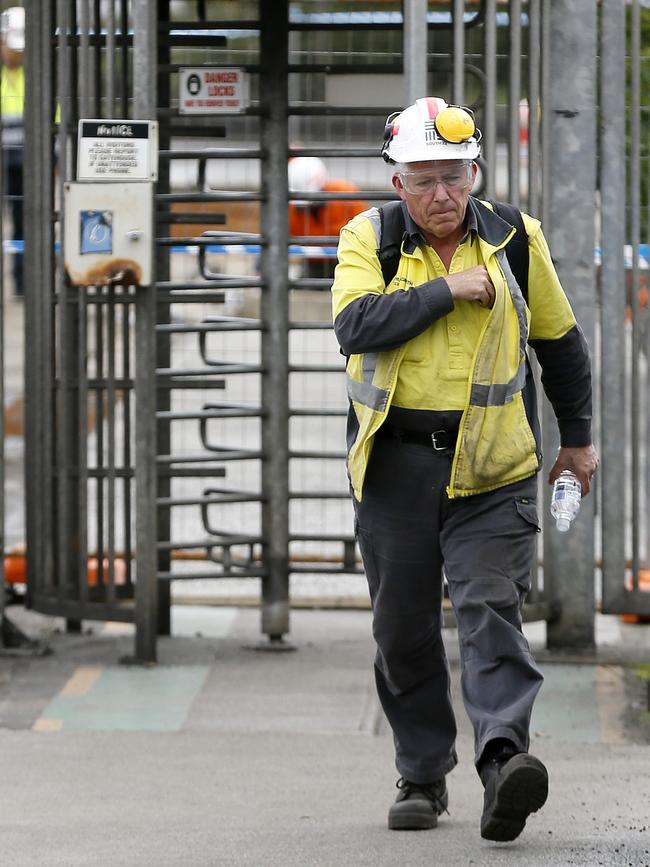 A worker leaves the TEMCO plant. Picture: CHRIS KIDD