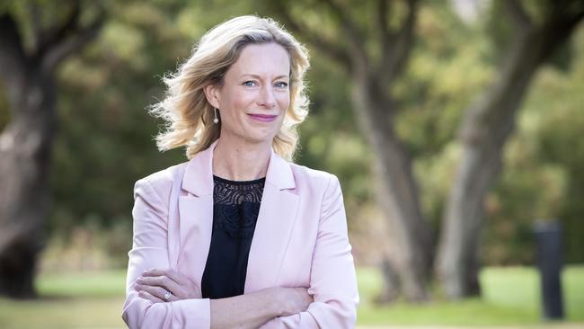 Rebecca White announces her resignation as Tasmanian Labor leader at Richmond. Picture: Chris Kidd