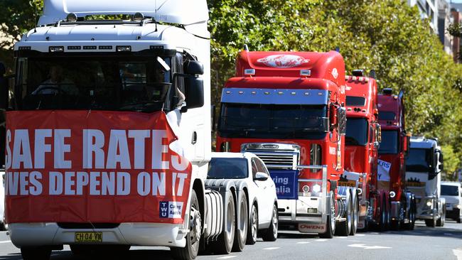 A Transport Workers Union protest convoy in 2019. Picture: Joel Carrett/AAP