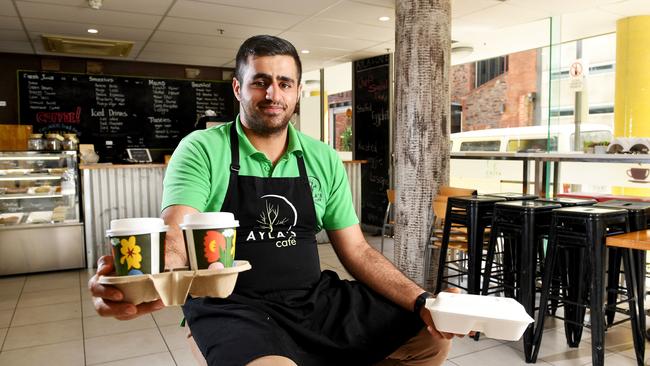 Ayla's Cafe owner Arian Razaei is serving takeaways. Picture: Tricia Watkinson.