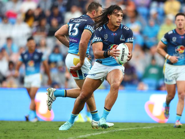 Tino Fa’asuamaleaui bravely backed up for the Titans after a strong performance in State of Origin I. Picture: Getty Images