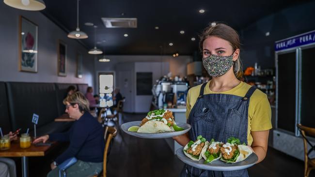 Cafe Melzar worker Laura Wagner in Mount Gambier. Picture: Tom Huntley