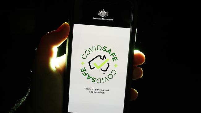 An iPhone device displays the CovidSafe app released by the Australian government on Tuesday, April 29, 2019. (AAP Image/Dave Hunt)