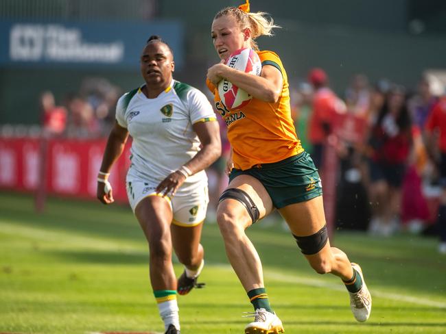 The Australia women’s sevens team is currently ranked No. 1 in the world. Picture: Martin Dokoupil/Getty Images